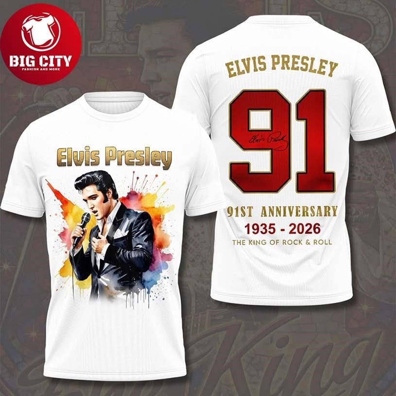 Elvis Presley King Of Rock And Roll 91St Anniversary - Adult & Kids T-Shirts, Sweatshirts & Hoodies apparel design preview 1