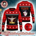 Elvis Presley Signature Gift For Rock Fans Lover Knitted Black And Red Ugly Christmas Sweater - Holiday Gift product image