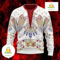 Elvis Presley Inspired by Eagle Jumpsuit Ugly Christmas Sweater - Holiday Gift product image