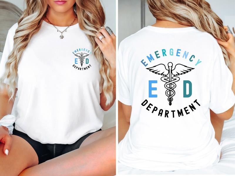 Emergency Department Back Front ED Nurse ER Pocket - Adult & Kids T-Shirts, Sweatshirts & Hoodies apparel design preview 1