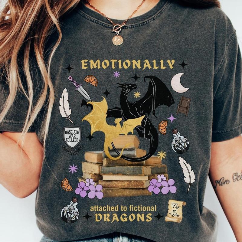 Emotionally Attached Dragons Fourth Wing Basgiath War - Adult & Kids T-Shirts, Sweatshirts & Hoodies apparel design preview 1