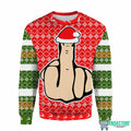 Middle Finger Offensive 3D Ugly Christmas Sweater - Holiday Gift product image