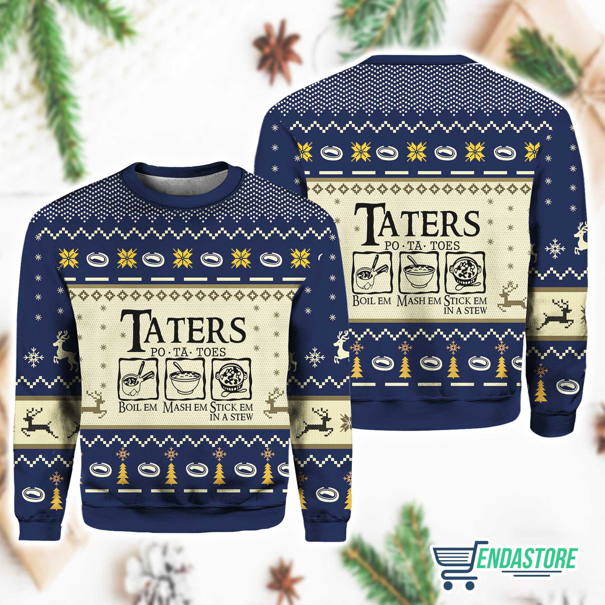 Taters Po Ta Toes Boil Em Mash Em Stick Em In A Stew 3D Ugly Christmas Sweater - Holiday Gift product image 2