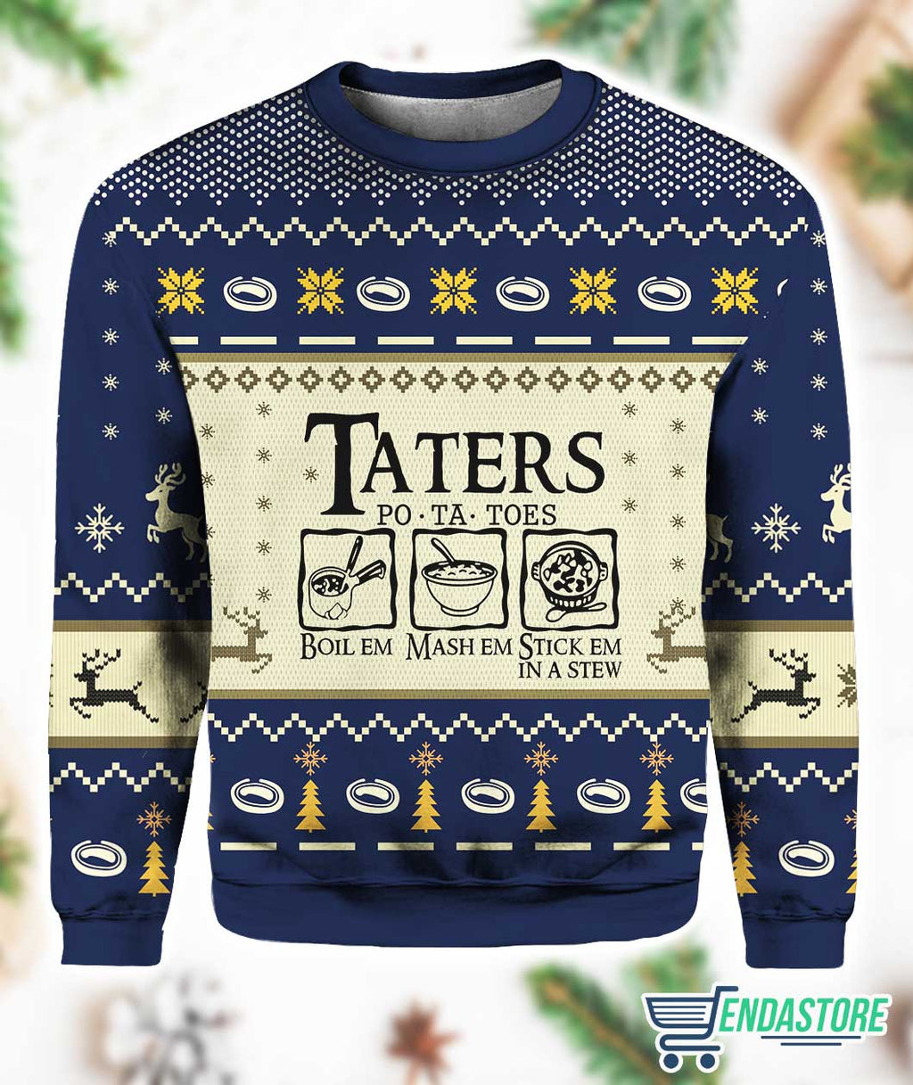 Taters Po Ta Toes Boil Em Mash Em Stick Em In A Stew 3D Ugly Christmas Sweater - Holiday Gift product image 3