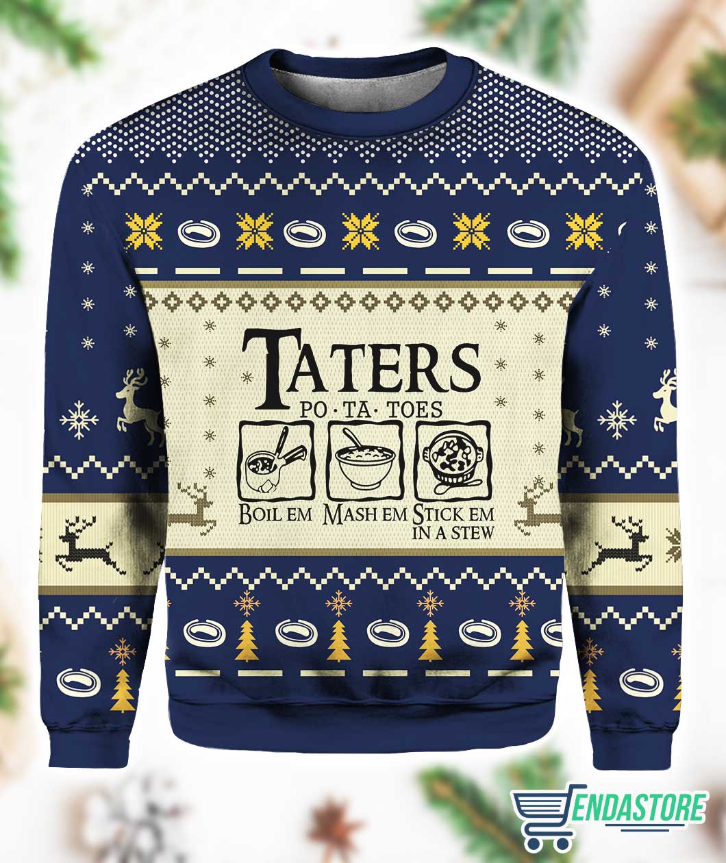 Taters Po Ta Toes Boil Em Mash Em Stick Em In A Stew 3D Ugly Christmas Sweater - Holiday Gift product image 3