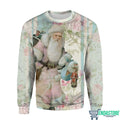 Vintage Pink Santa Claus Print Crew Neck 3D Christmas Sweater - Holiday Gift product image