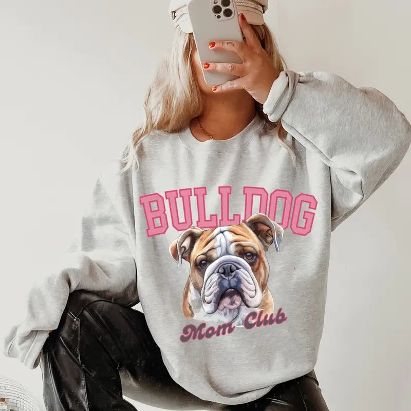 English Bulldog Mom Club Relaxed Fit Printed USA - Adult & Kids T-Shirts, Sweatshirts & Hoodies apparel design preview 1