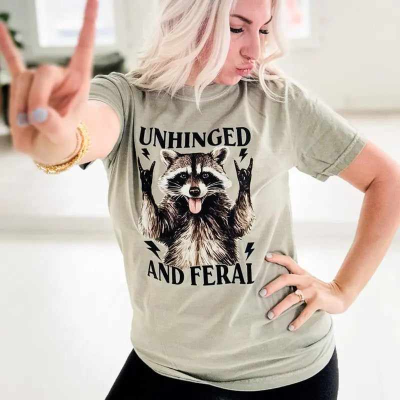 Envy Stylz Boutique Unhinged Feral Raccoon Fit Funny - Adult & Kids T-Shirts, Sweatshirts & Hoodies apparel design preview 1