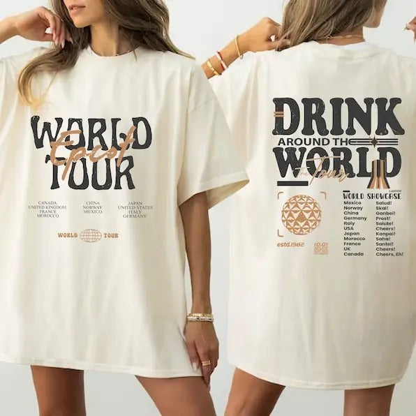 Epcot World Tour Drink Around - Adult & Kids T-Shirts, Sweatshirts & Hoodies apparel design preview 1
