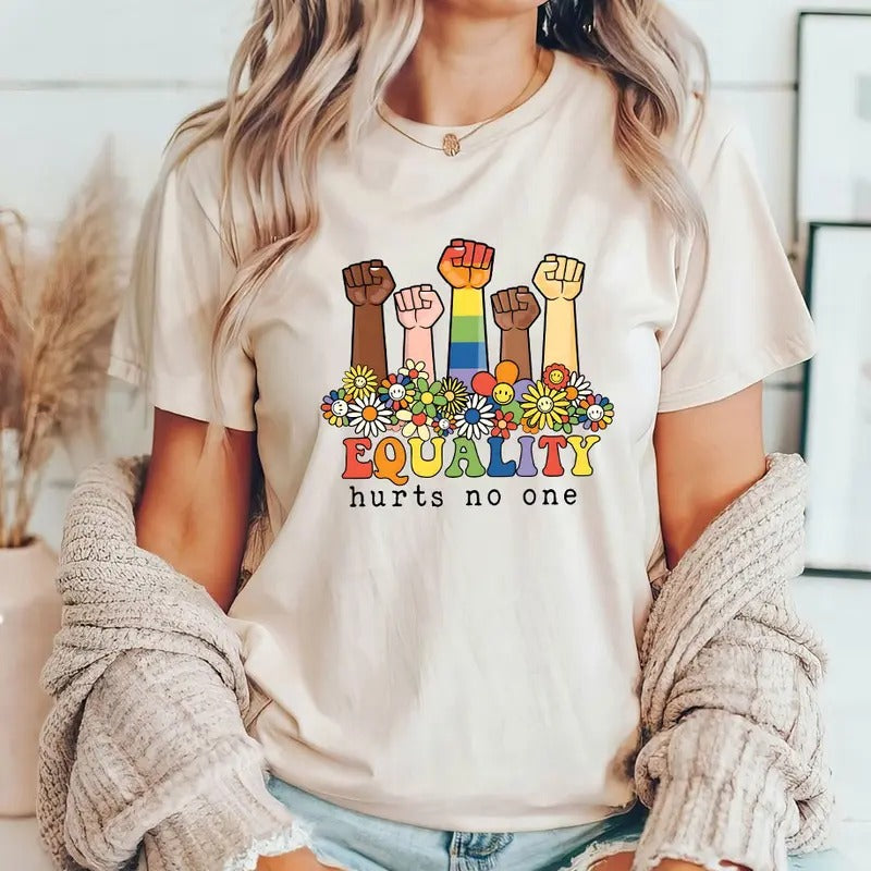 Equality Hurts No One Black Lives Matter Pride Social - Adult & Kids T-Shirts, Sweatshirts & Hoodies apparel design preview 1