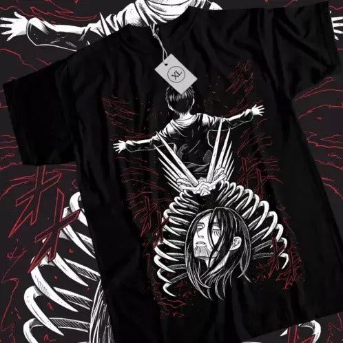 Eren Yeager Aot Anime Attack Titan Black All Size - Adult & Kids T-Shirts, Sweatshirts & Hoodies apparel design preview 1