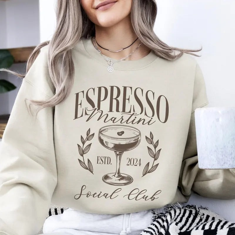 Espresso Martini Social Club Cocktail Drinks - Adult & Kids T-Shirts, Sweatshirts & Hoodies apparel design preview 1