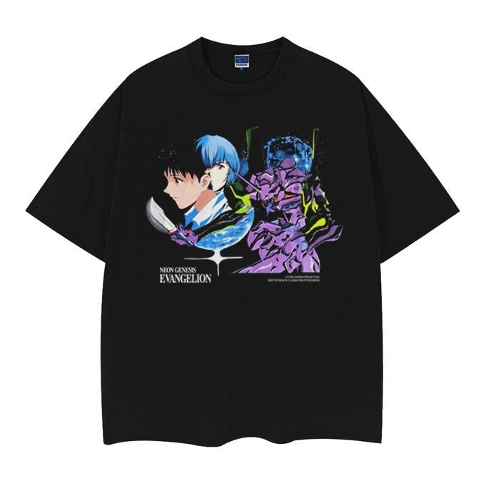Evangelion "Shinji Ikari Rei Ayanami" Vintage Anime - Adult & Kids T-Shirts, Sweatshirts & Hoodies apparel design preview 1