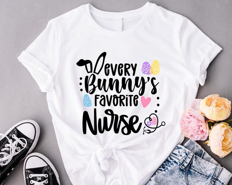 Every Bunny'S Favorite Nurse Easter Funny Matching - Adult & Kids T-Shirts, Sweatshirts & Hoodies apparel design preview 1