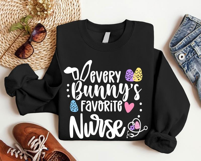 Every Bunny'S Favorite Nurse Easter Funny Matching - Adult & Kids T-Shirts, Sweatshirts & Hoodies apparel design preview 1
