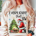Every Knee Shall Bow Santa Nativity Scene Kneeling - Adult & Kids T-Shirts, Sweatshirts & Hoodies apparel design preview 1