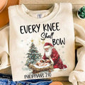 Every Knee Shall Bow Sublimation Nativity Scene Santa - Adult & Kids T-Shirts, Sweatshirts & Hoodies apparel design preview 1
