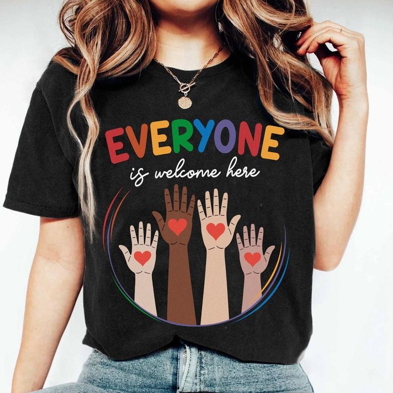 Everyone Is Welcome Here Idaho Teacher Life Welcoming - Adult & Kids T-Shirts, Sweatshirts & Hoodies apparel design preview 1