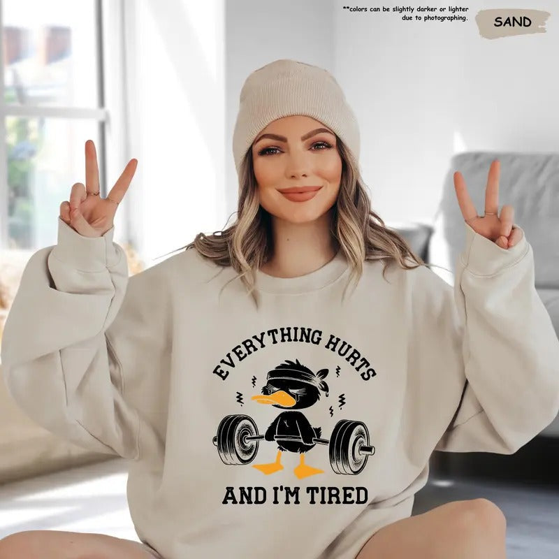 Everything Hurts I'M Tired Funny Workout Gym Outdoors - Adult & Kids T-Shirts, Sweatshirts & Hoodies apparel design preview 1