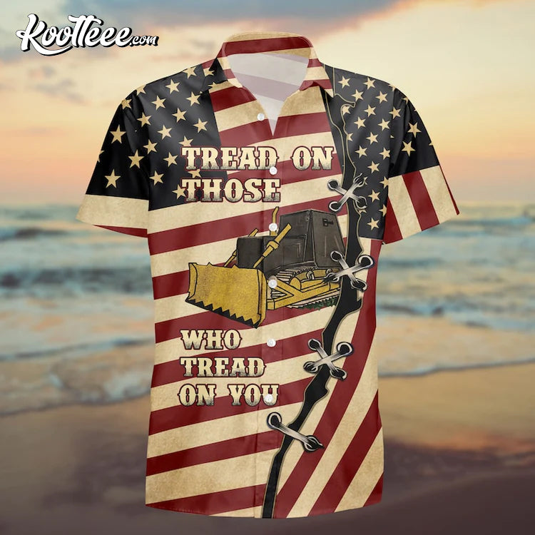 Excavator USA Flag Pattern 4th Of July Hawaiian - Adult & Kids T-Shirts, Sweatshirts & Hoodies apparel design preview 1