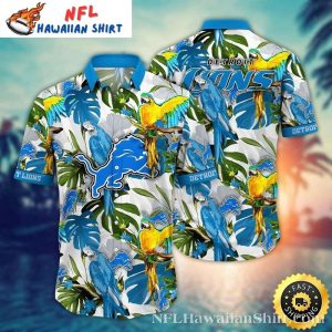 Exotic Parrot And Palm Detroit Lions Hawaiian - Adult & Kids T-Shirts, Sweatshirts & Hoodies apparel design preview 1