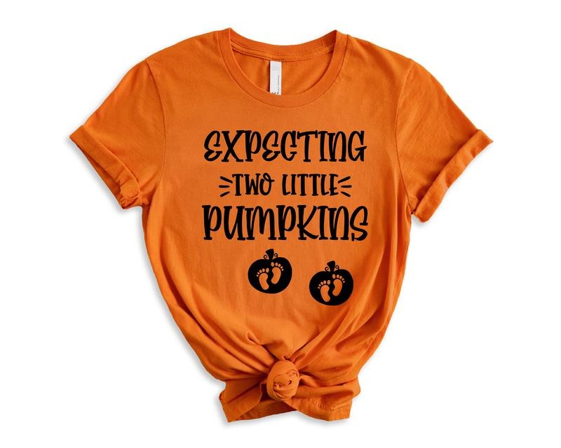Expecting Two Little Pumpkins Twin Pregnancy - Adult & Kids T-Shirts, Sweatshirts & Hoodies apparel design preview 1