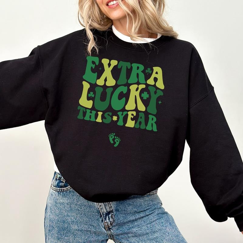 Extra Lucky This Year St Patrick'S Day Pregnancy - Adult & Kids T-Shirts, Sweatshirts & Hoodies apparel design preview 1