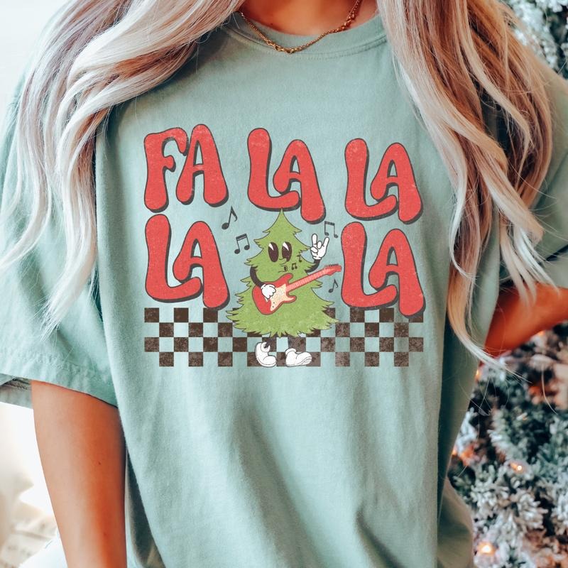 FA LA CHECKERED (COMFORT COLORS CASUAL Cotton Fabric - Adult & Kids T-Shirts, Sweatshirts & Hoodies apparel design preview 1