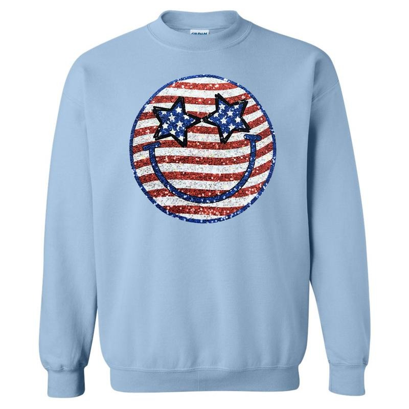 FAKE Glitter USA Happy Face - Adult & Kids T-Shirts, Sweatshirts & Hoodies apparel design preview 1