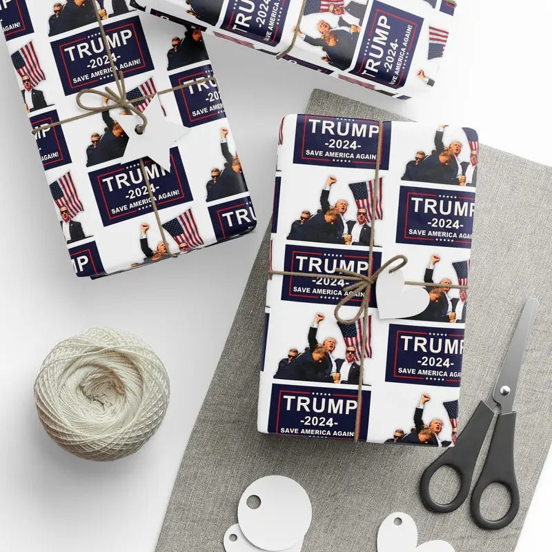 FIGHT Trump Wrapping Paper Fan Wrap Iconic Photo His - Adult & Kids T-Shirts, Sweatshirts & Hoodies apparel design preview 1