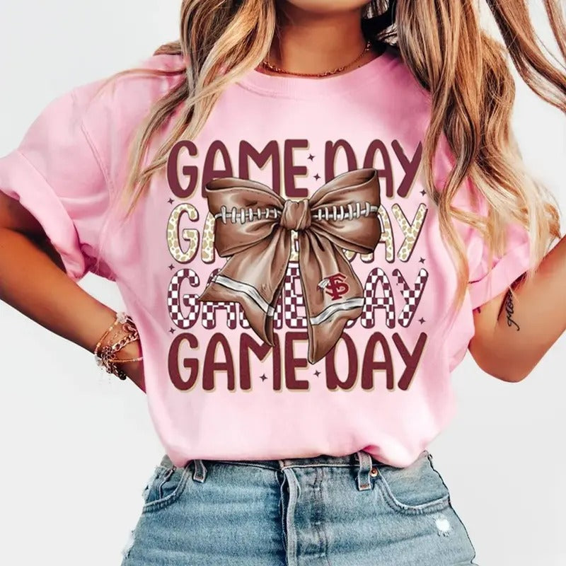 FSU Florida Football Coquette Game Day Fall Season - Adult & Kids T-Shirts, Sweatshirts & Hoodies apparel design preview 1