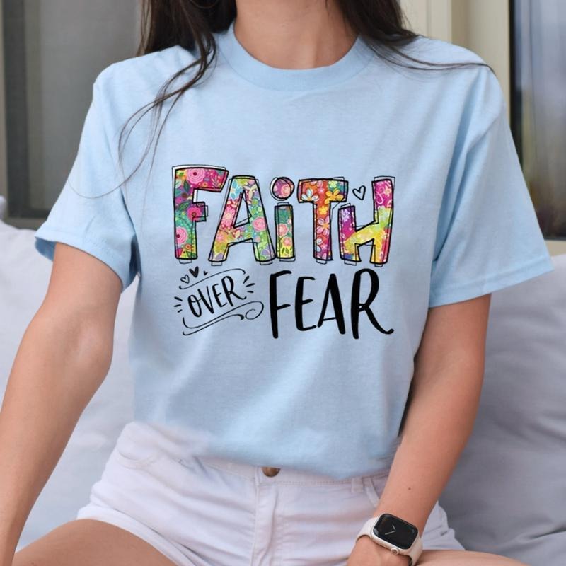 Faith Over Fear Casual Crew Neck Short Sleeve Tops - Adult & Kids T-Shirts, Sweatshirts & Hoodies apparel design preview 1