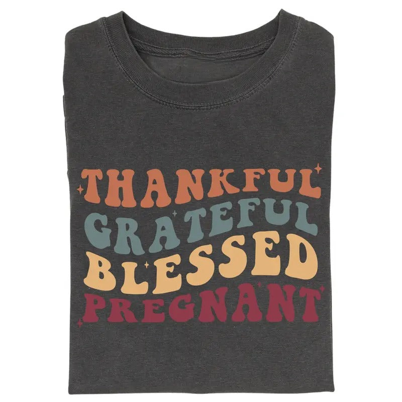 Vintage ThanksGiving Pregnancy Announcement Thankful - Adult & Kids T-Shirts, Sweatshirts & Hoodies apparel design preview 1