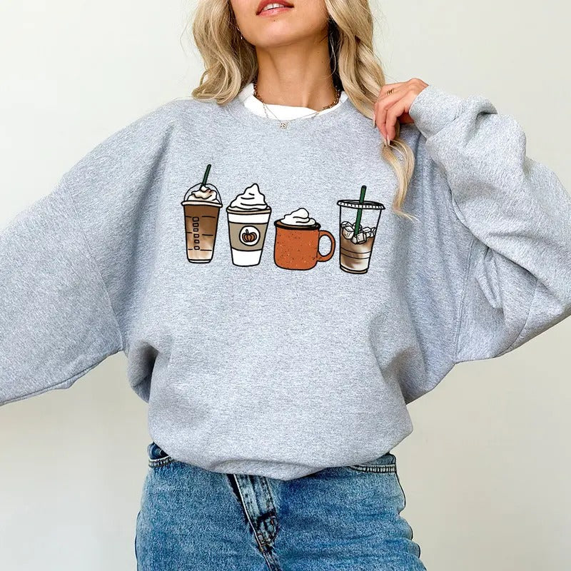 Fall Coffee Pumpkin Spice Cute - Adult & Kids T-Shirts, Sweatshirts & Hoodies apparel design preview 1