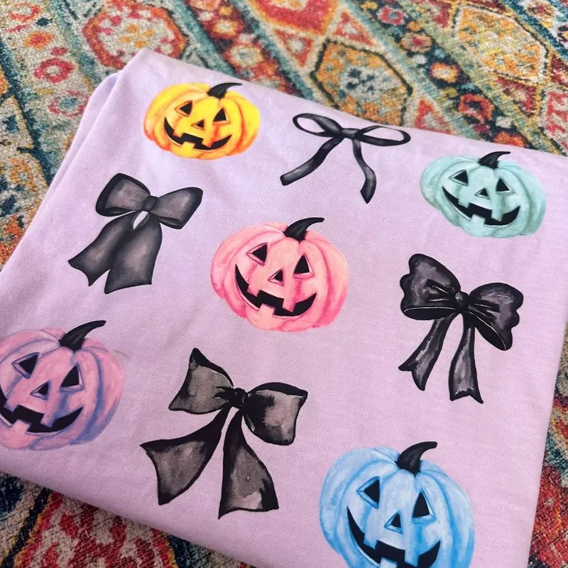 Fall Coquette Pumpkin Bow Comfort Colors - Adult & Kids T-Shirts, Sweatshirts & Hoodies apparel design preview 1