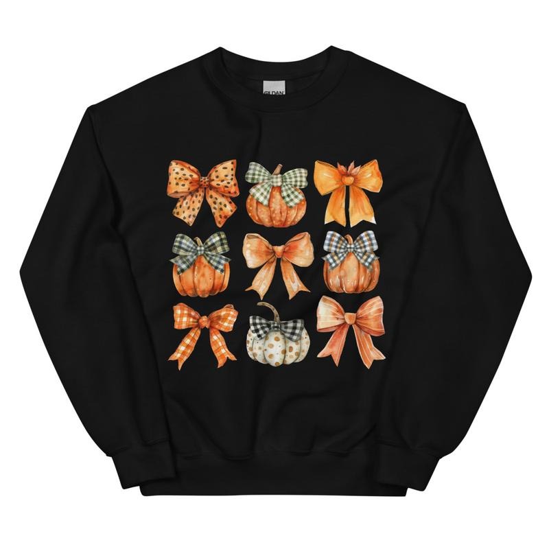 Fall Pumpkins Bows Vintage First Day School Trending - Adult & Kids T-Shirts, Sweatshirts & Hoodies apparel design preview 1