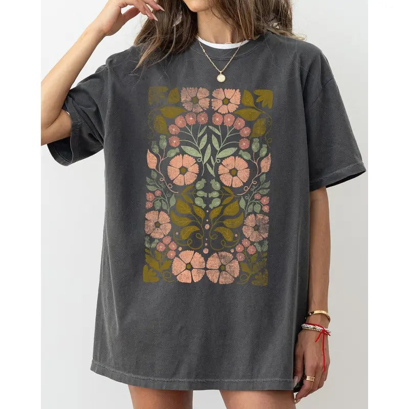Fall Folk Art Flowers Botanical Simplicity Autumn - Adult & Kids T-Shirts, Sweatshirts & Hoodies apparel design preview 1