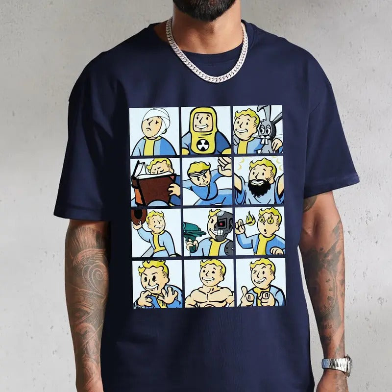 Fall Out 12 Emotions Gaming Fallout Movies Cartoon - Adult & Kids T-Shirts, Sweatshirts & Hoodies apparel design preview 1