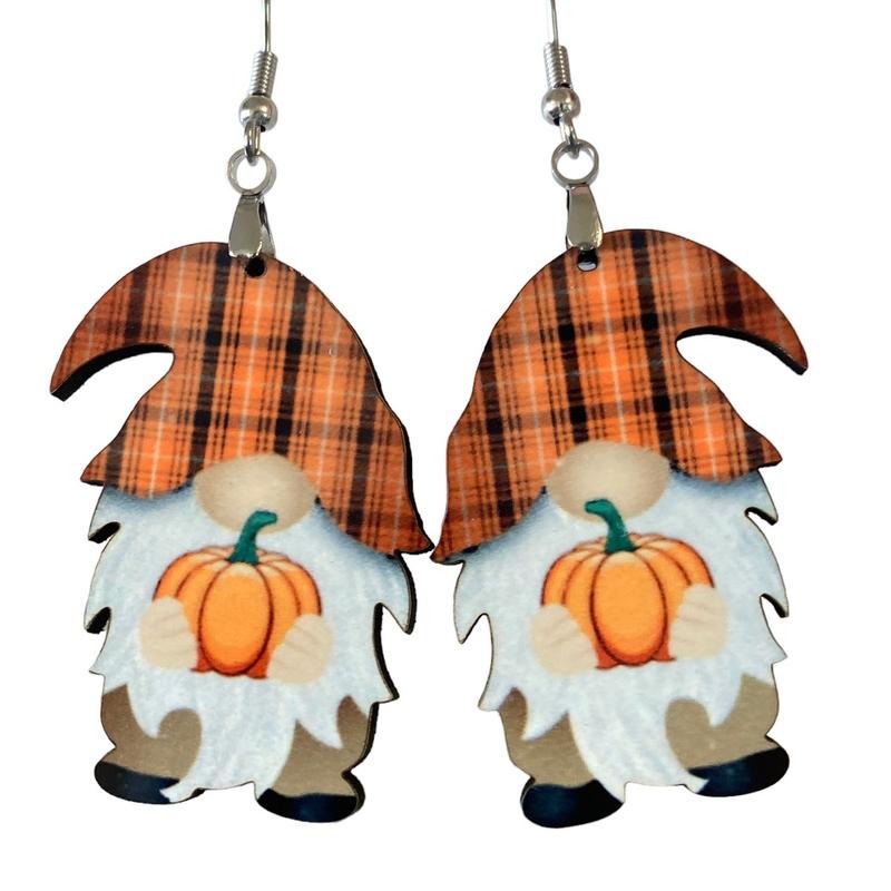 Fall Pumpkin Gnome Earrings - Adult & Kids T-Shirts, Sweatshirts & Hoodies apparel design preview 1