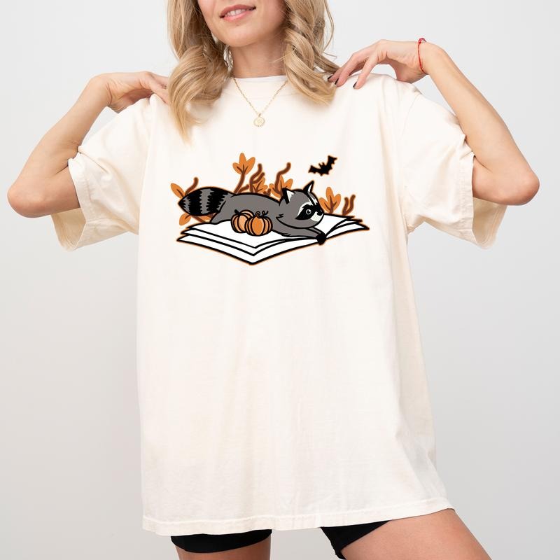 Fall Raccoon Lover Printed Book Unhinged Cute Trash - Adult & Kids T-Shirts, Sweatshirts & Hoodies apparel design preview 1