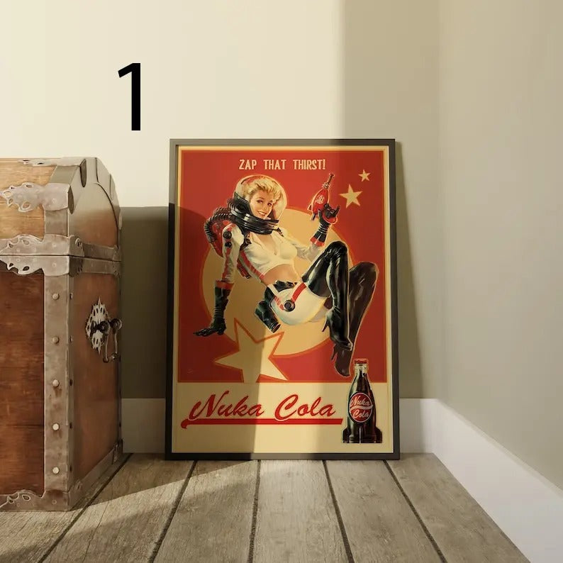 Fallout Game Poster Nuka Cola Wall Art Kraft Paper - Adult & Kids T-Shirts, Sweatshirts & Hoodies apparel design preview 1