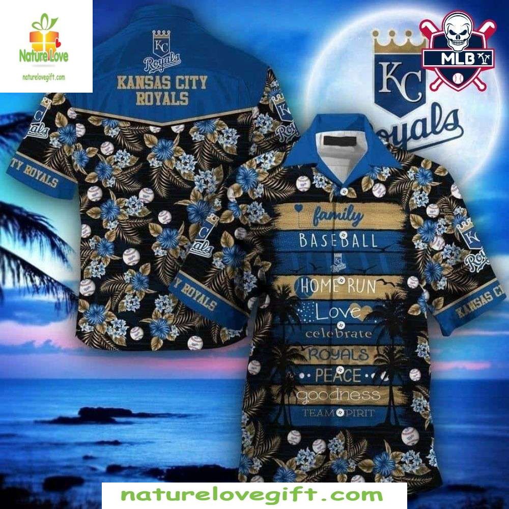Kansas City Royals Hawaiian Floral Baseball Aloha MLB - Adult & Kids T-Shirts, Sweatshirts & Hoodies apparel design preview 1