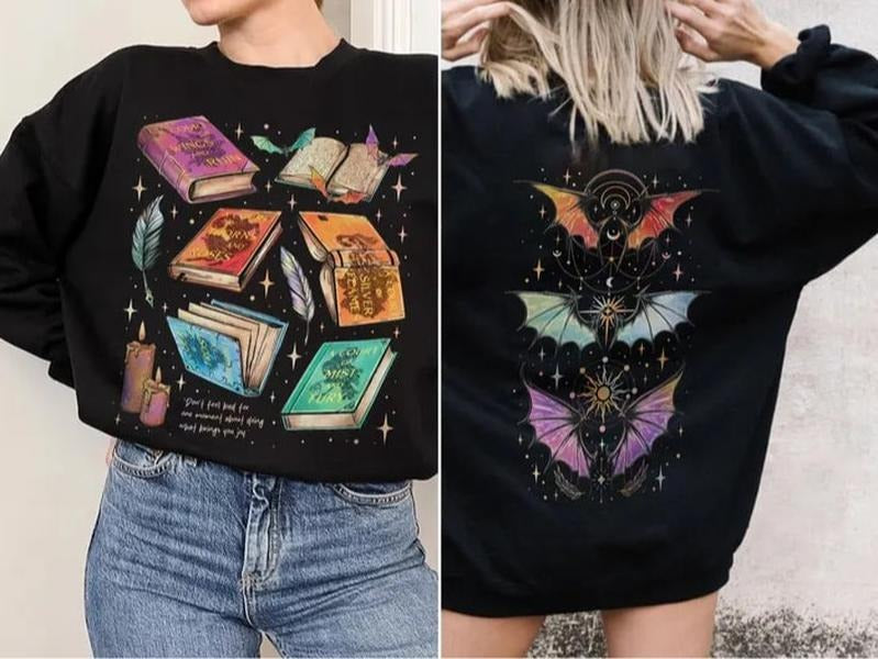 Fan ACOTAR Two Sided Bat Velaris Book Lover SJM - Adult & Kids T-Shirts, Sweatshirts & Hoodies apparel design preview 1