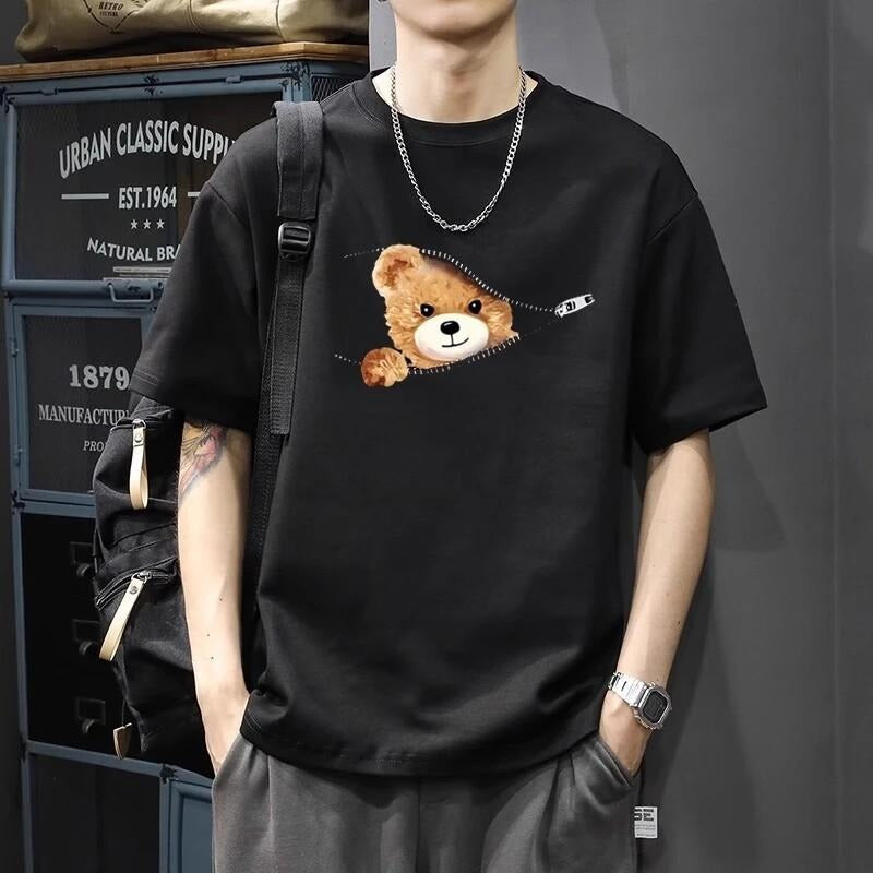 Zipper Bear Printed Short Sleeve 2025 Cool Casual - Adult & Kids T-Shirts, Sweatshirts & Hoodies apparel design preview 1