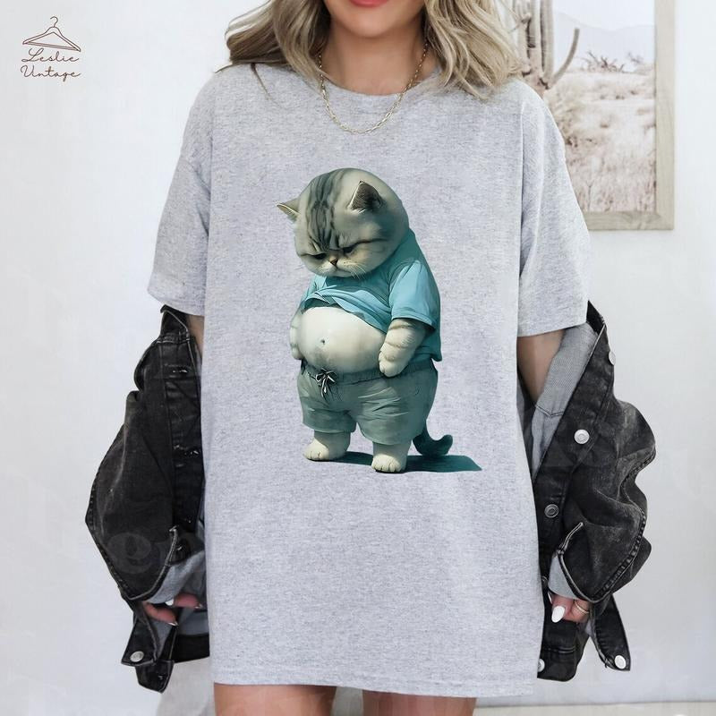 Fat Belly Cat Kitten Funny Vintage Best Price - Adult & Kids T-Shirts, Sweatshirts & Hoodies apparel design preview 1