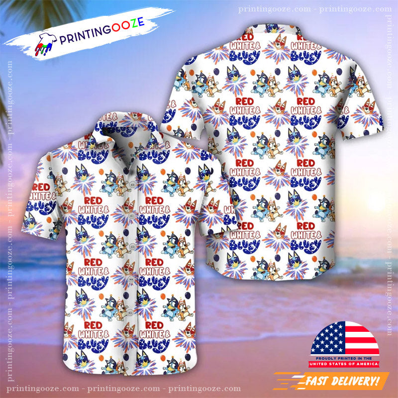 Father Day Red White And Bluey Hawaiian - Adult & Kids T-Shirts, Sweatshirts & Hoodies apparel design preview 1