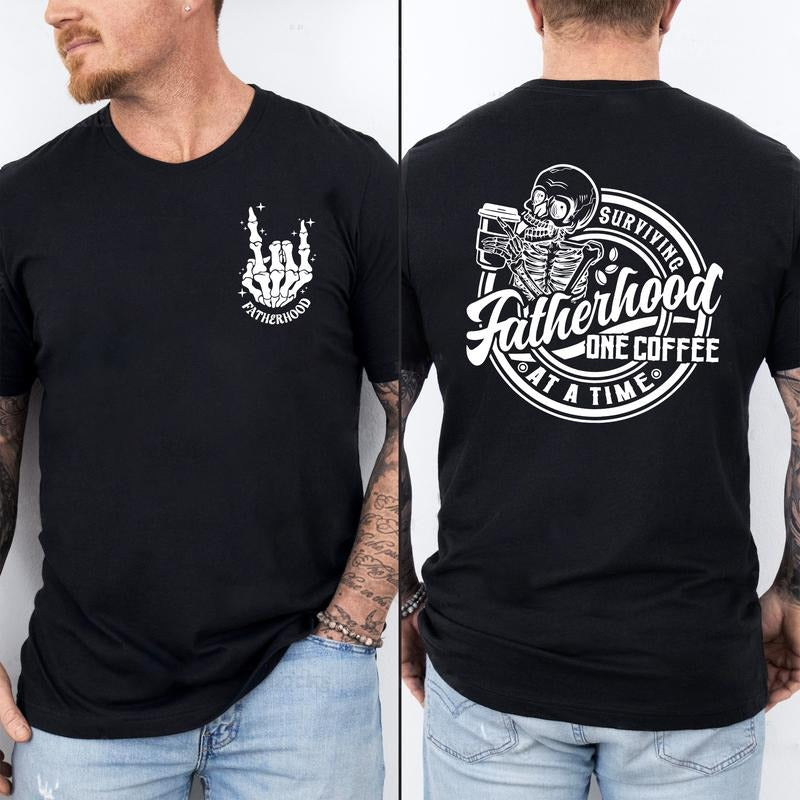 Fatherhood Front Back Surviving One Beer Time Cool - Adult & Kids T-Shirts, Sweatshirts & Hoodies apparel design preview 1