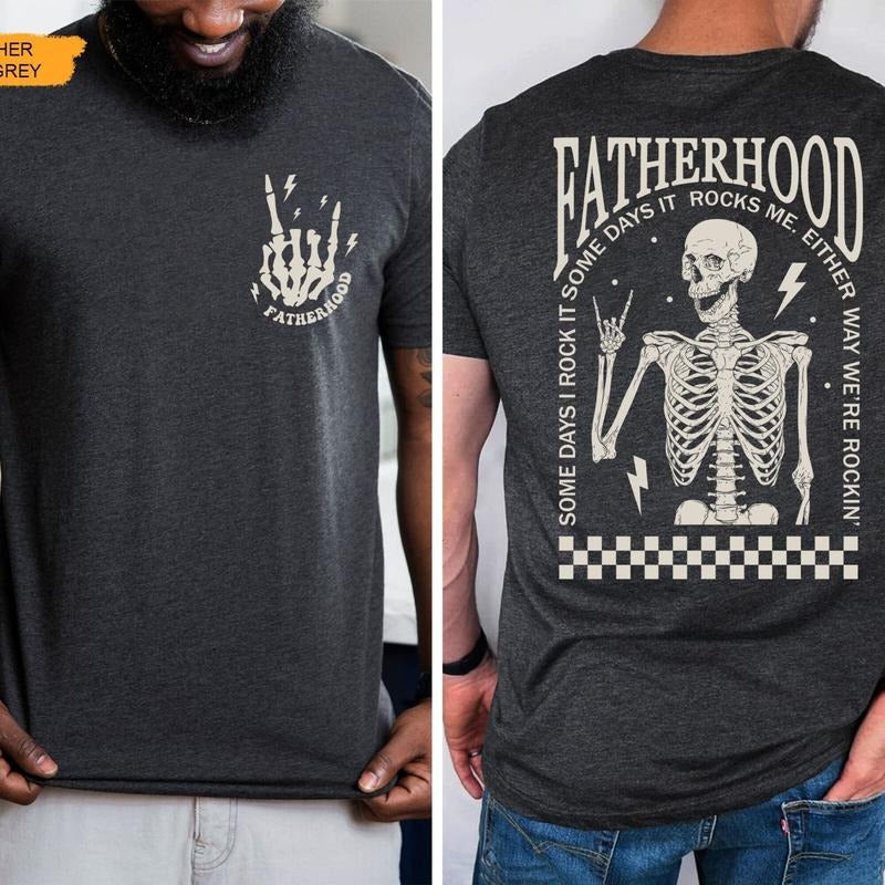 Fatherhood Dad Funny Skeleton Rocker Retro Husband - Adult & Kids T-Shirts, Sweatshirts & Hoodies apparel design preview 1