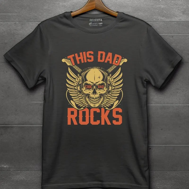 This Dad Cool Rocks Skull Skeleton Designed - Adult & Kids T-Shirts, Sweatshirts & Hoodies apparel design preview 1