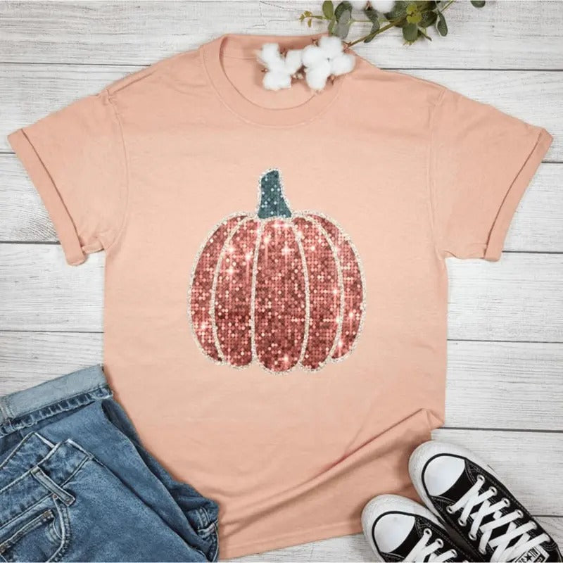 Faux Sparkly Pumpkin - Adult & Kids T-Shirts, Sweatshirts & Hoodies apparel design preview 1